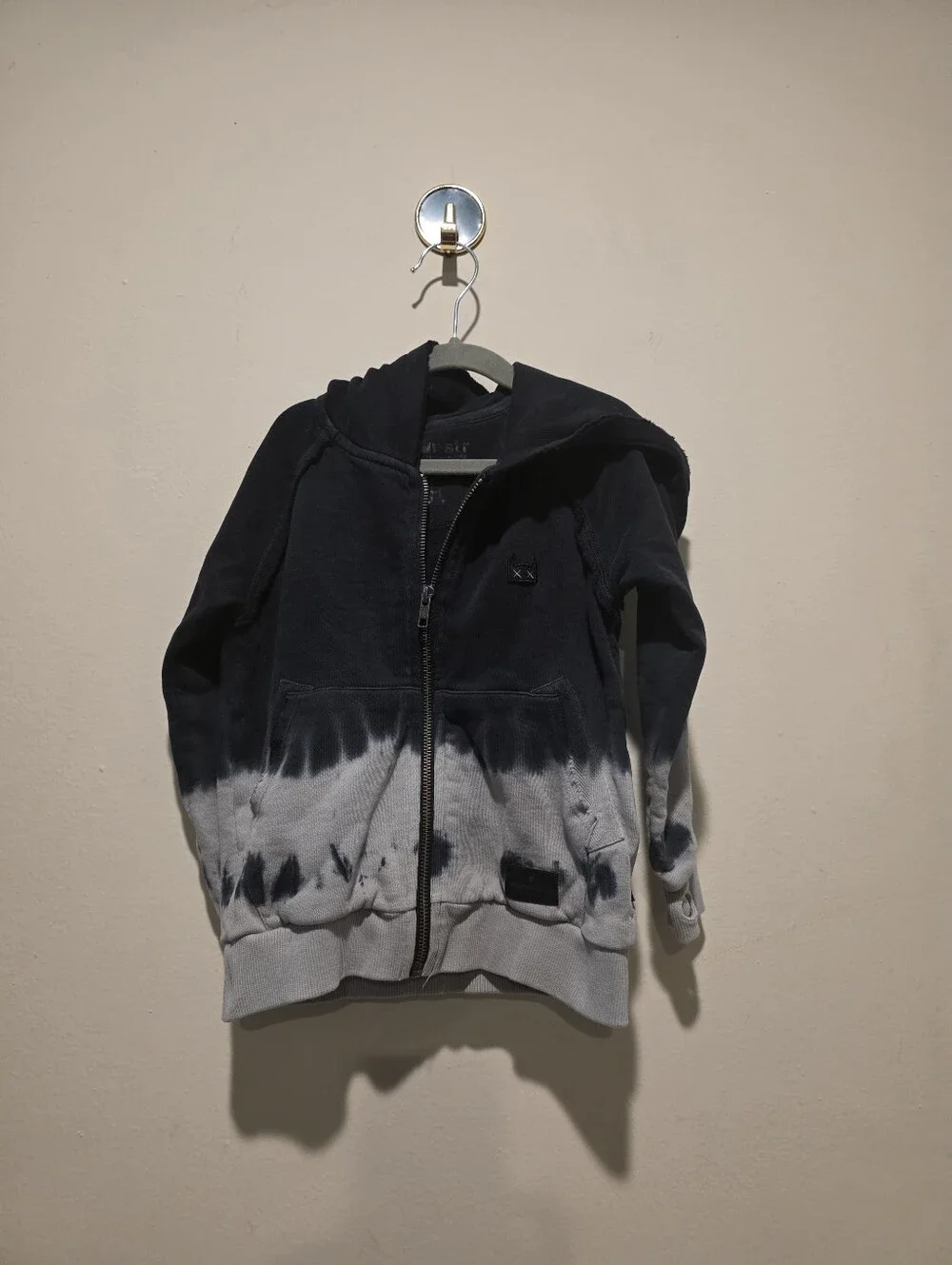 Munster Kids Black & Gray Tie-Dye Zip Hoodie